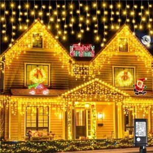 66FT 640 LED Icicle Christmas Lights Warm White Icicle String Lights with 8 Mode